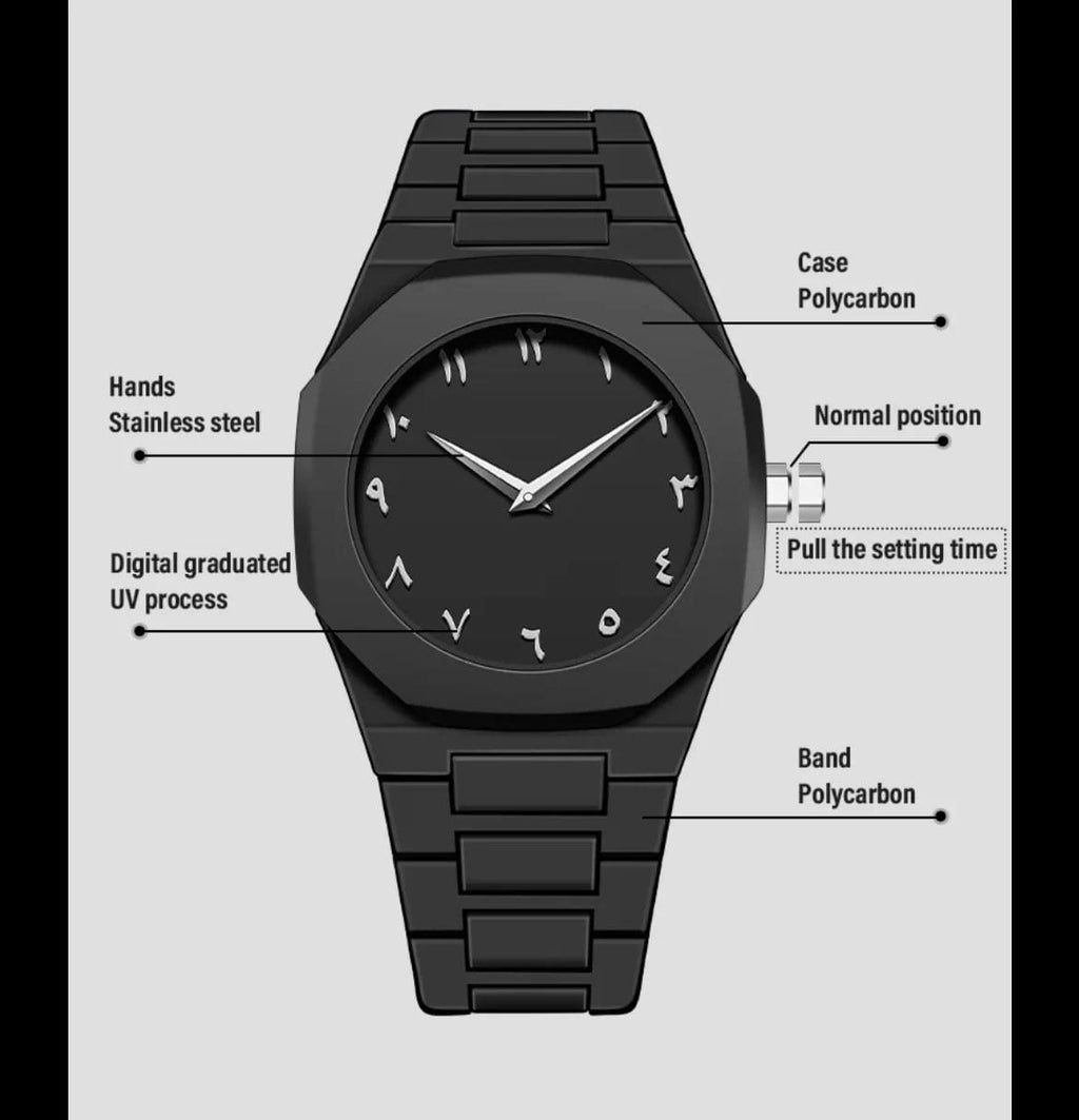 Premium Arabic Aura Black Dial Watch