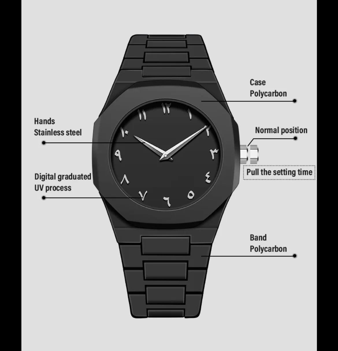 Premium Arabic Aura Black Dial Watch